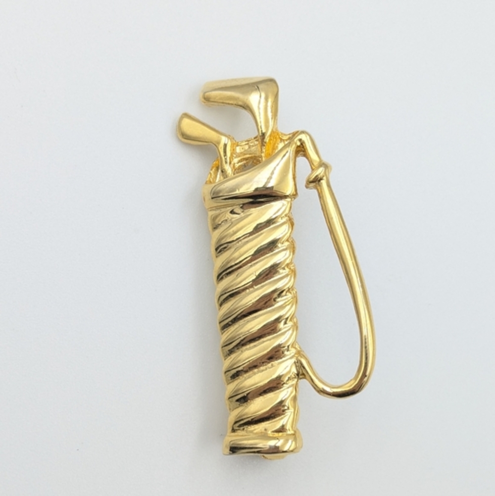 4/24$ Vintage gold tone golfing golf clubs brooch pin - Picture 2 of 4